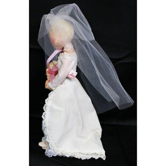 VTG 1983 Annalee Mobilitee Doll 9'' Bride White Lace Veil Flower Bendable Limbs - Picture 5 of 11
